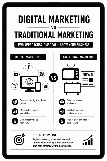 Comparison of traditional marketing and digital marketing strategies